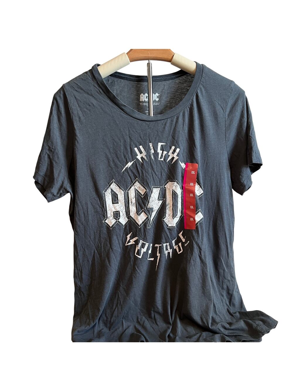 AC DC High Voltage Women's Gray Graphic T-Shirt - Size XXL - Brand New